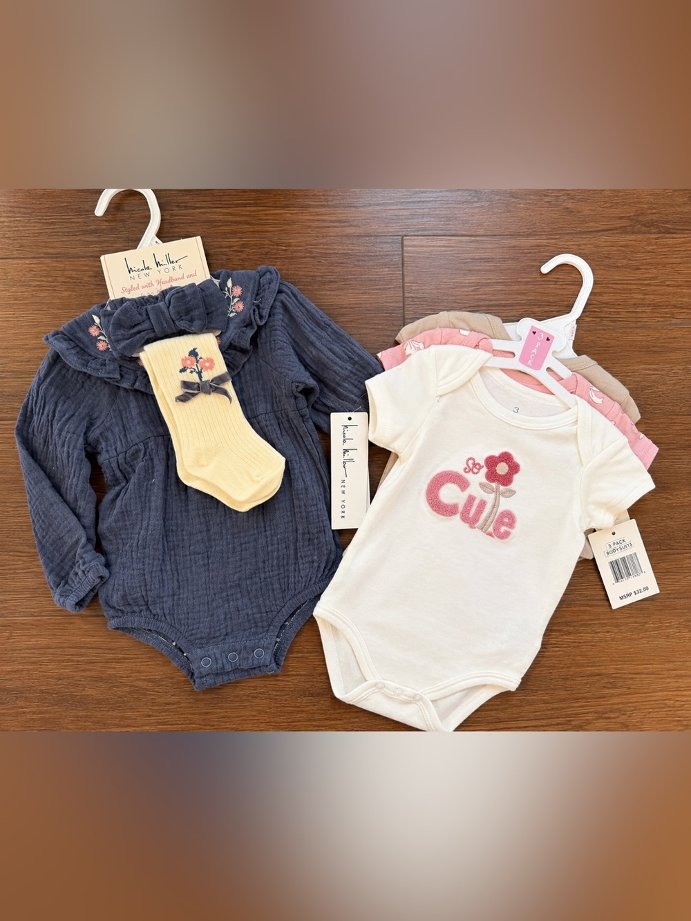 Baby Girl 6-9 Bundle: Nicole Miller Dress & Body Suits